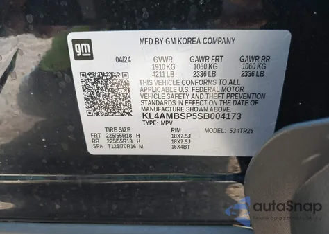 2025 Buick Encore Gx Preferred from USA, damaged, VIN KL4AMBSP5SB004173